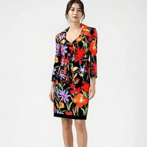 Carlisle Black Red Purple Orange Cotton Peplum Blazer Pencil Dress Skirt Suit 2